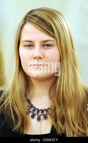 Austrian Natascha Kampusch pictured prior to the presentation of the German television station 'NDR's' documentary 'Natascha Kampusch - 3096 days imprisonment' ('Natascha Kampusch - 3096 Tage Gefangenschaft') in Hamburg, Germany, 14 December 2009. In the documentary, which will air on 25 January 2010, 21-year-old Kampusch grants insight into her imprisonment, gives an account of he Stock Photo