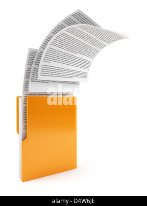 Yellow Computer Folder With Flying Blank Documents Isolated Over Soft ...