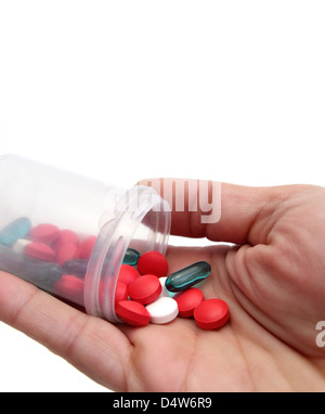 hand and pills Stock Photo