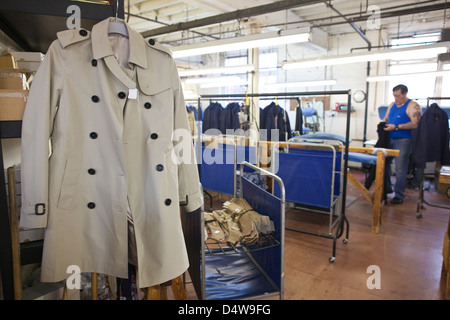Factory floor at British clothes manufacturer Private White V.C. in Salford, Manchester, England, UK Stock Photo