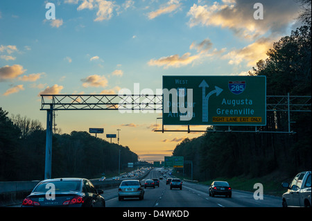 Evening rush hour traffic on Highway 78 in Metro Atlanta, USA. Stock Photo