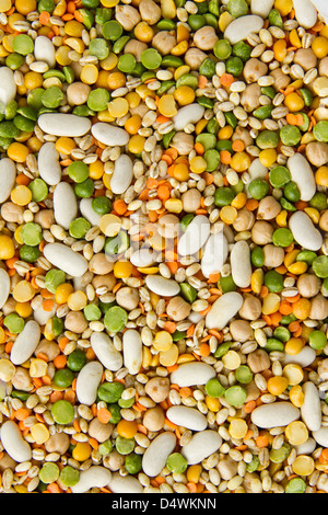 Mixed grains, pulses, beans, peas and legumes, filling the frame Stock Photo