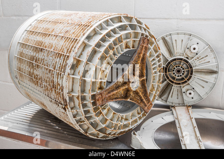 Dirt inside the washing machine parts after years of usage Stock Photo