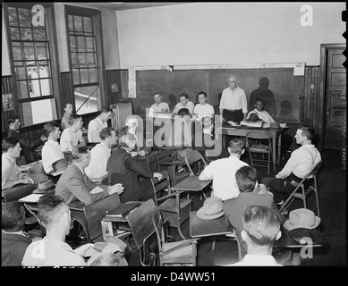 Local UMWA Union Meeting Is Held on Sunday Morning in Schoolhouse Stock Photo