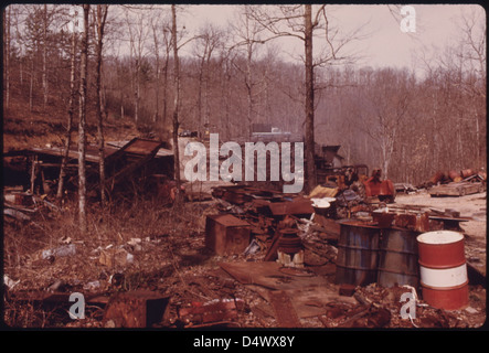 View of Waste Materials Which Have Accumulated Around the Mine of George Wilson near Wilder and Cookeville, Tennessee 04/1974 Stock Photo