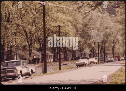 Main Street of Dehue, West Virginia, a Youngstown Steel Corporation Company Town near Logan 04/1974 Stock Photo