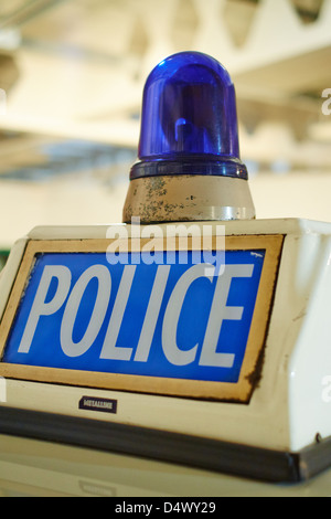 Police Blue Light on the roof of a car Transport Museum Coventry UK Stock Photo