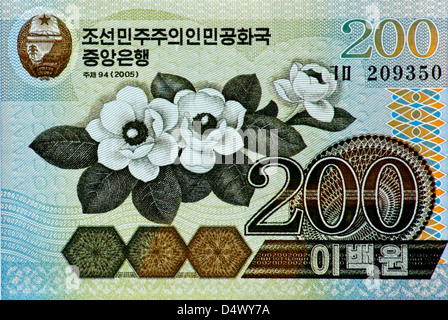 North Korea 200 Won bank note Stock Photo