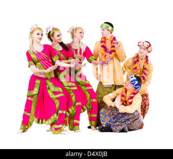 dancers dressed in Indian costumes posing Stock Photo