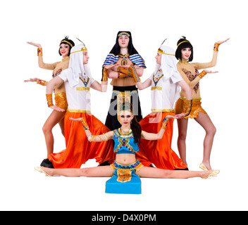 dancers dressed in Egyptian costumes posing Stock Photo