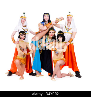 dancers dressed in Egyptian costumes posing Stock Photo