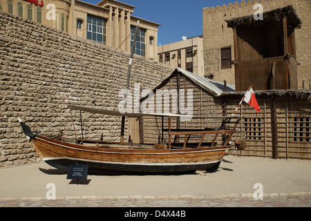 Traditional Arabic Dhow at Museum in Dubai Stock Photo