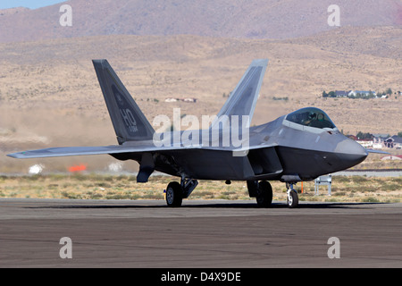F-22 Raptor taxiing. Stock Photo