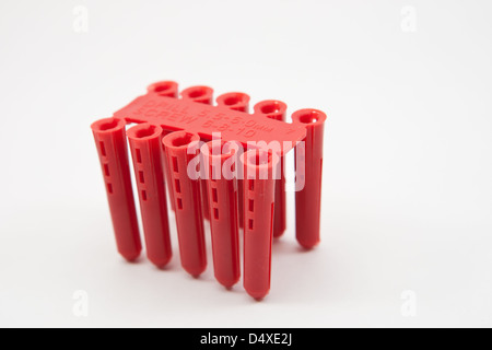 Rawl plug raw plugs plug fixing DIY plastic plug Stock Photo