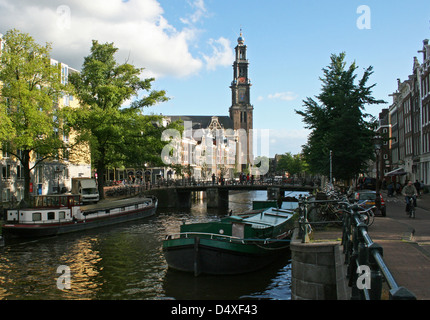 The Netherlands Holland Amsterdam Prinsengracht 279-281 Westerkerk Church Canal district 1620-1631 Architect Hendrick de Keyser Stock Photo