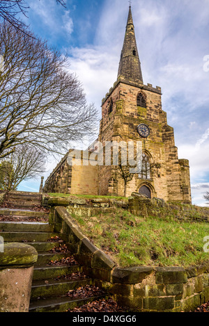 The parish church of St. Oswald's in Winwick Cheshire. Stock Photo