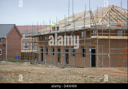 Construction of traditional  two storey, brick housing in Sheffield, UK Stock Photo