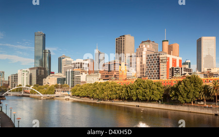 Looking across the Yarra River from Southbank to Melbourne's CBD Stock Photo