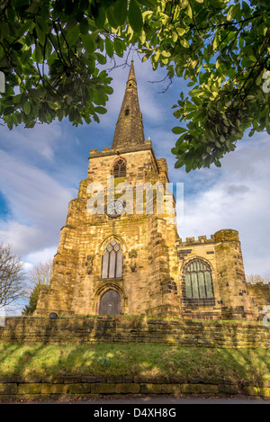 The parish church of St. Oswald's in Winwick Cheshire. Stock Photo