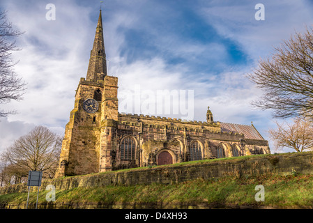 The parish church of St. Oswald's in Winwick Cheshire. Stock Photo