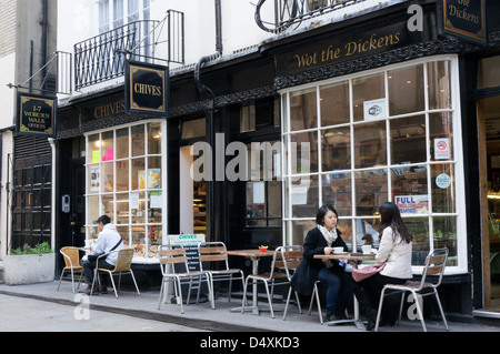 'Wot The Dickens' cafe in Woburn Walk, Bloomsbury, London. Stock Photo
