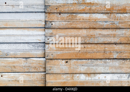 Old rusted corrugated metal wall background texture Stock Photo