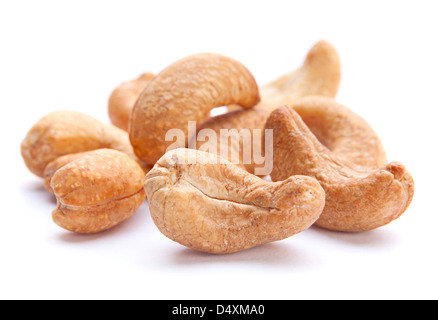 Fried cashew nut closeup isolated on white Stock Photo