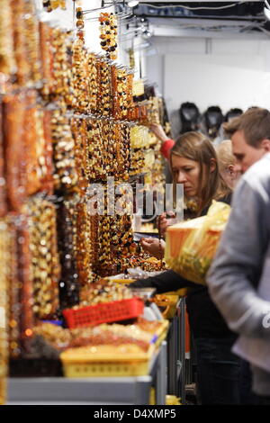 Gdansk, Poland. 20th March 2013.  20th International Fair of Amber, Jewellery and Gemstones in Gdansk Amber Expo fair hall. More than 450 Exhibitors from Poland, Belgium, Czech Republic, Germany, Italy, Lithuania and Ukraine, as well as trade visitors from over 50 countries. AMBERIF is a trade-only event – addressed to persons and businesses who trade in jewellery, jewellery art and functional art. Credit:  Michal Fludra / Alamy Live News Stock Photo