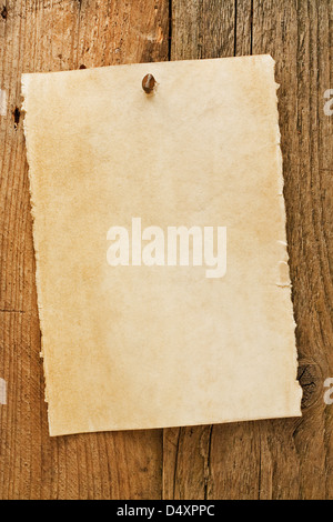 Parchment paper notice sign similar to the grungy cowboy wanted posters often used to symbolise the wild west of america Stock Photo