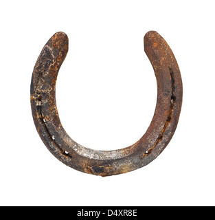 Old rustic horseshoe often hung on doors and said to bring good luck when hung the right way round Stock Photo