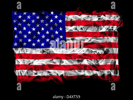 The flag of United States consists of a smoke Stock Photo