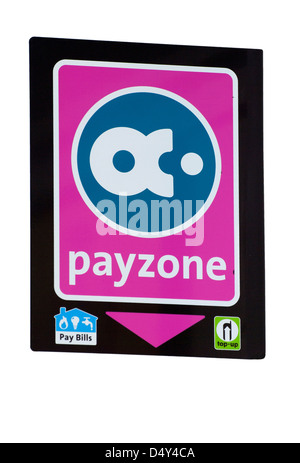 Payzone Mobile Phone Top Up And Household Bills Payment Sign Stock Photo