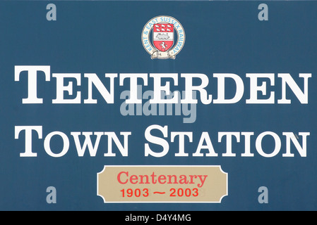 Kent And East Sussex Steam Railway Train Station Sign Tenterden Kent UK Stock Photo