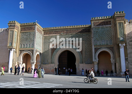 Africa, Morocco, Meknes. Bab el-Mansour gate. Stock Photo