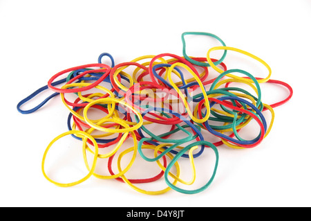 colorful rubber bands isolated on white background Stock Photo