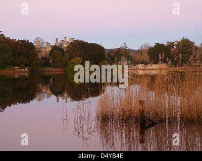 Beaulieu Village New Forest Hampshire England UK looking over the lake to Beaulieu Abbey Stock Photo