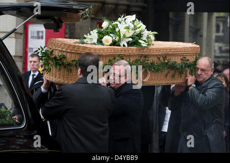 London, UK. 20th March 2013. Funeral of great train robber, Bruce Reynolds, St Bartholomew The Great, London, Wednesday 20th March, 2013. Credit:  London Entertainment / Alamy Live News Stock Photo