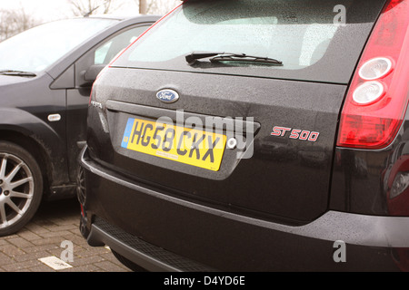 Rear view of a black Ford Fiesta ST500 a limited edition that was sold at the end of the models life Stock Photo