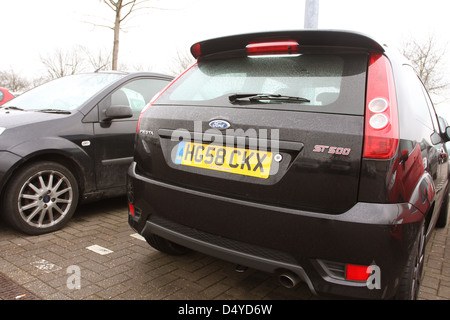 Rear view of a black Ford Fiesta ST500 a limited edition that was sold at the end of the models life Stock Photo