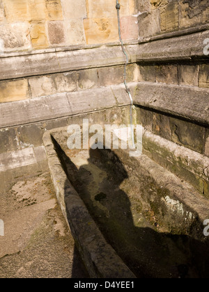 Shadows on Stone carved coffins near Ripon Cathedral North Yorkshire England Stock Photo