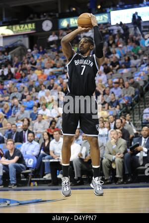 Mar 20, 2013: Brooklyn Nets shooting guard Joe Johnson #7 during an NBA game between the Brooklyn Nets and the Dallas Mavericks at the American Airlines Center in Dallas, TX Brooklyn defeated Dallas 113-96 Stock Photo