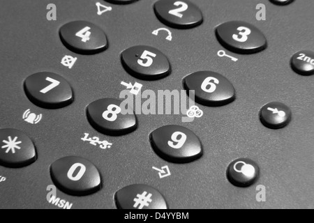 full frame closeup of a dark grey phone keypad Stock Photo