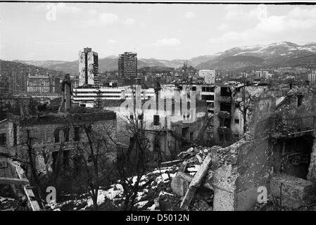 A panorama of Sarajevo, Bosnia, on Friday, March 15, 1996. The city has endured nearly four years of civil war and siege. Stock Photo