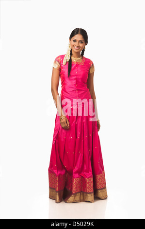South Indian woman text messaging Stock Photo - Alamy