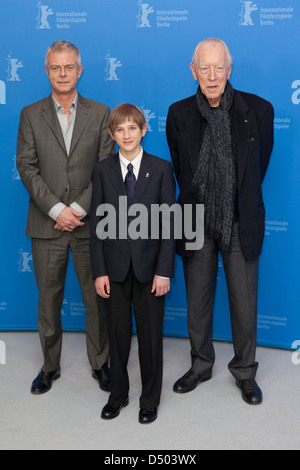 Stephen Daldry, Thomas Horn, Max von Sydow at 62nd annual Berlin International Film Festival (Berlinale) - 'Extremly Loud And Stock Photo