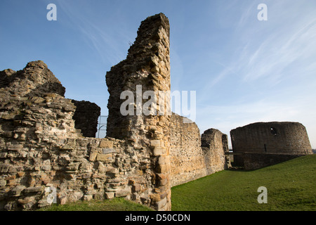 Town of Flint, Wales. Flint Castle south west tower with the inner gatehouse and great tower in the background. Stock Photo