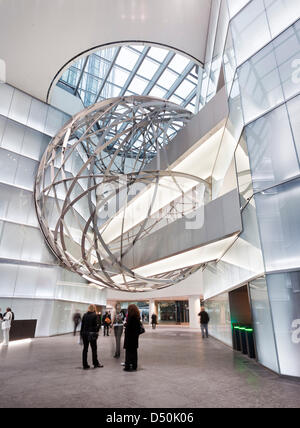 (HANDOUT) - An undated handout picture shows the entrance of the Deutsche Bank headquarters in a new design in Frankfurt, Germany. The Deutsche Bank moves back into their large twin towers headquarters at the financial district in Frankfurt after three years of reconstruction on 29 November 2010. The skyscraper has been restructured to be especially environmentally friendly, and ha Stock Photo