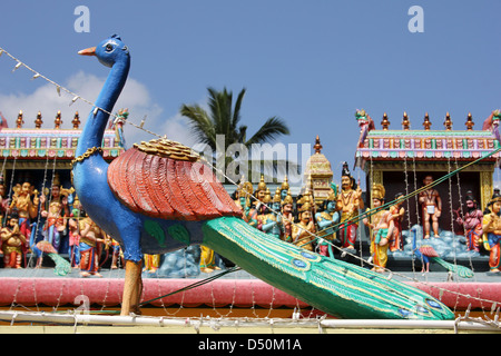 Peacock Decoration On The Hindu Munneswaram Temple, Sri Lanka Stock Photo