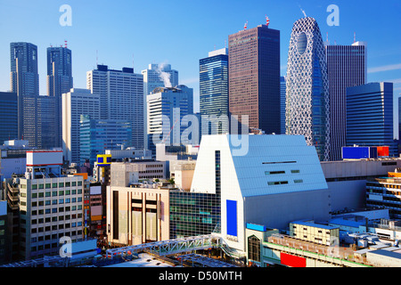 Dense buildings in Shinjuku Ward, Tokyo, Japan. Shinjuku is the main skyscraper district of the city. Stock Photo