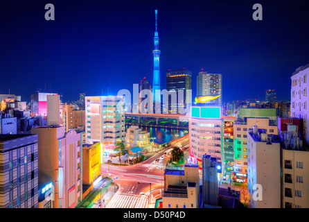 Skyline from Asakusa and Tokyo Sky Tower in Tokyo, Japan. Stock Photo
